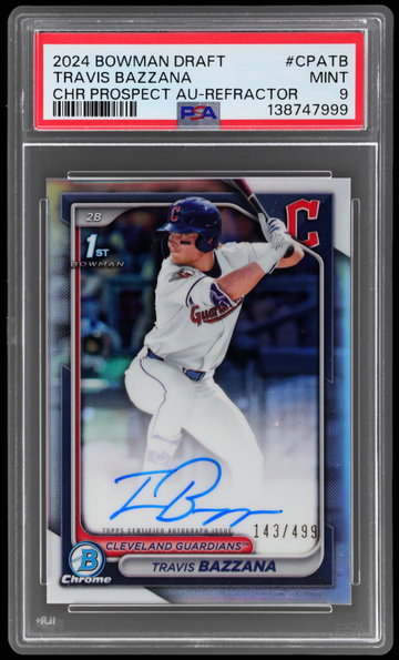 2024 Bowman Draft Travis Bazzana Chrome Prospect Autograph Refractor PSA 9