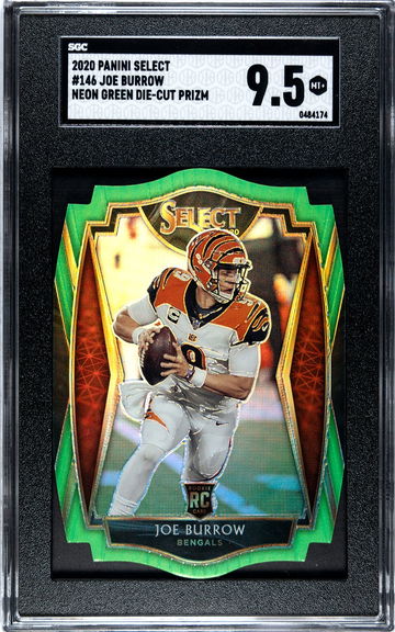 2020 Panini Select  #146 Joe Burrow Neon Green Die Cut SGC 9.5