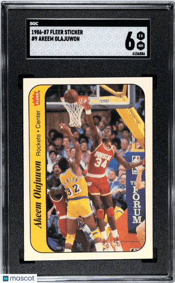 1986 Fleer Sticker Akeem Olajuwon #9 SGC 6