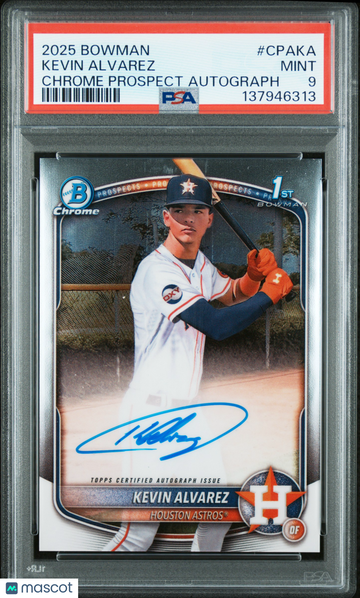 2025 Bowman Chrome Prospect Autographs Kevin Alvarez #CPAKA Rookie PSA 9