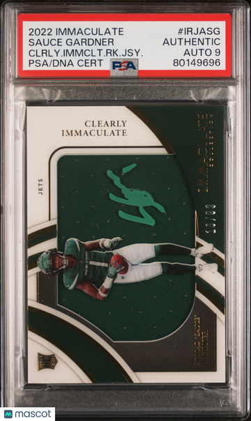 2022 Panini Immaculate Collection Clearly Immaculate Rookie Jerseys Sauce Gardner #IRJASG Clrly. Immclt. RK. Jsy. PSA A