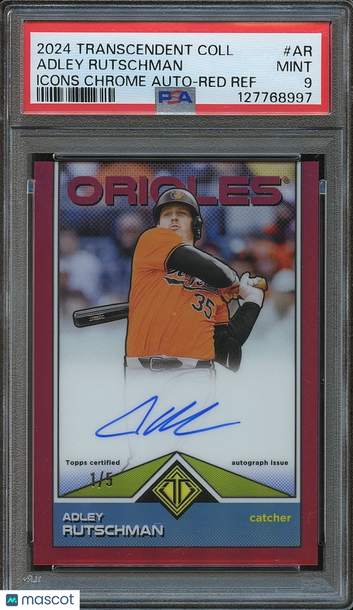 2024 Topps Transcendent Collection Transcendent Icons Chrome Autographs Adley Rutschman #AR Red Ref /5 PSA 9 Topps