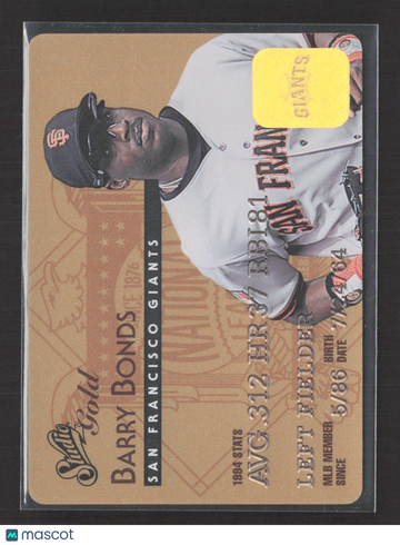 1995 Donruss Studio Gold Barry Bonds #7 Auto