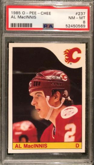 1985 O-PEE-CHEE HOCKEY AL MacINNIS ROOKIE CARD #237 (PSA8) *SHIPS FROM CANADA*