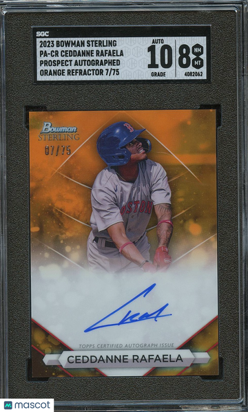 2023 Bowman Sterling Ceddanne Rafaela #PA-CR Pros. Autograph Orange Refractor 75 Rookie SGC 8 Topps Auto 10