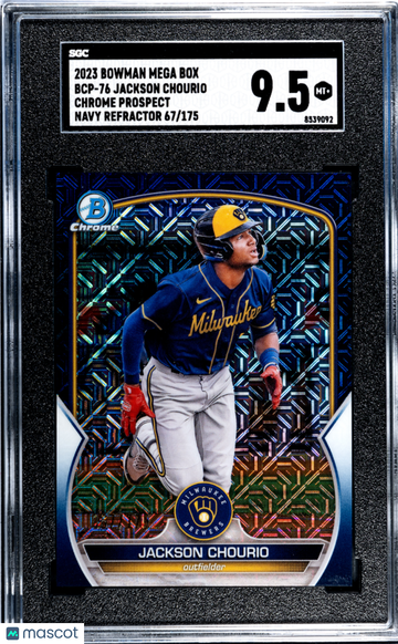 2023 Bowman Mega Box Jackson Chourio #BCP-76 CHR. Pros. Navy Refractor SGC 9.5