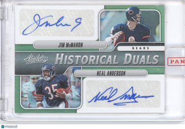 2023 Panini Absolute Football Historical Duals Neal Anderson Jim McMahon #HD-CHI /25