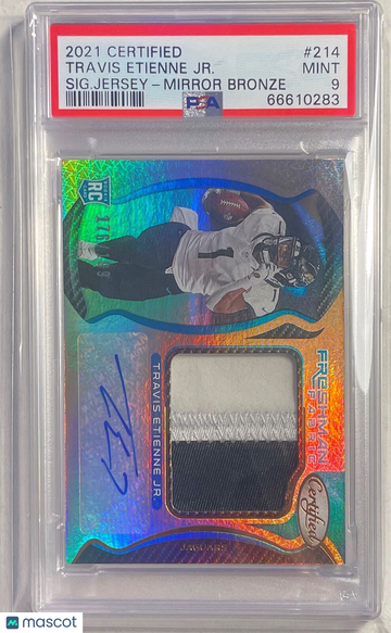 2021 Panini Certified Travis Etienne JR. #214 SIG. Jersey Mirror Bronze PSA 9