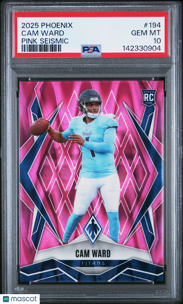 2025 Panini Phoenix Cam Ward #194 Pink Seismic /75 Rookie PSA 10