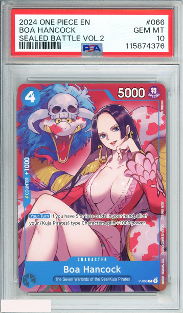 2024 ONE PIECE PROMOS BOA HANCOCK #066 SEALED BATTLE VOL 2 PSA 10 GEM MT