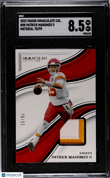 2023 Panini Immaculate Col. Patrick Mahomes II #88 Mat. SGC 8.5