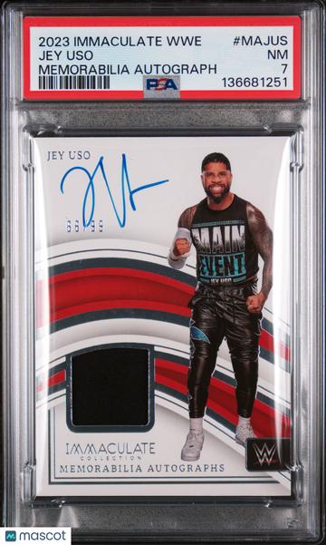 2023 Panini Immaculate WWE Memorabilia Autographs Jey Uso #MAJUS /99 PSA 7