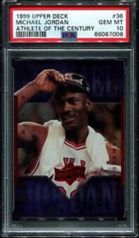 1999 Upper Deck UD Athlete of the Century Foil Finish 36 Michael Jordan Chicago Bulls PSA 10 Gem Mint