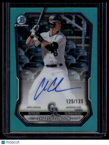 2026 Bowman Charlie Condon #CPA-CC Chrome Prospect Autographs Aqua Refractors SN AU