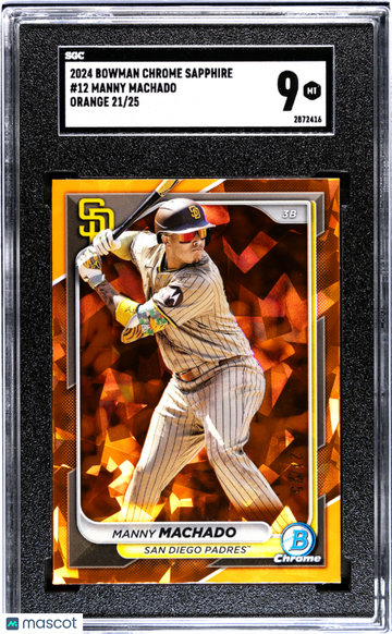 2024 Bowman Chrome Sapphire Manny Machado #12 Orange SGC 9