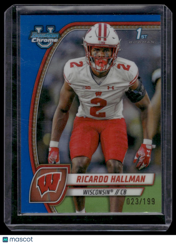 2024 Bowman University Chrome Ricardo Hallman #152 Blue Refractor SN
