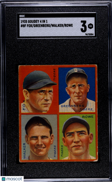 1935 Goudey 4 In 1 Rowe Walker Greenberg Fox #8F SGC 3
