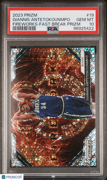 2023 Panini Prizm Fireworks Giannis Antetokounmpo #19 Fireworks Fast Break Prizm PSA 10