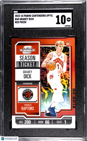 2023 Panini Contenders Optic Gradey Dick #60 Red Prizm Rookie SGC 10