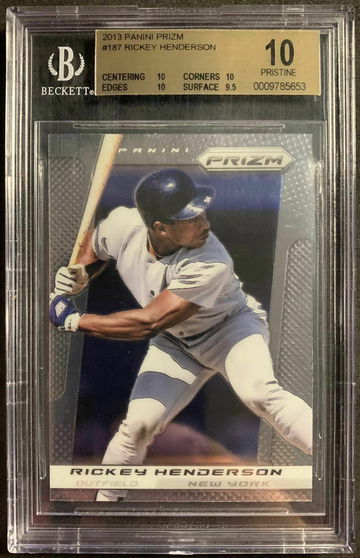 2013 Panini Prizm #187 Rickey Henderson BGS 10 PRISTINE POP 1 - DHL Express Air 5-6 Days with Tracking from Overseas