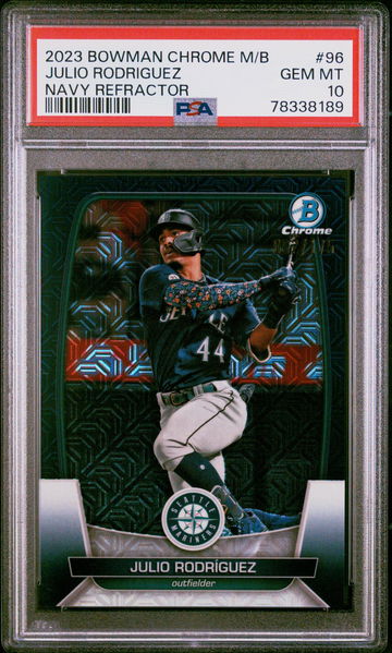 2023 Bowman Mega Box Chrome Navy Refractor Julio Rodriguez #96 PSA 10