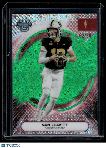 2025 Topps Bowman's Best University Sam Leavitt #62 Green Mini Diamond /99