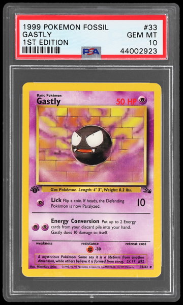 1999 Pokemon Fossil Gastly 1st Edition PSA 10