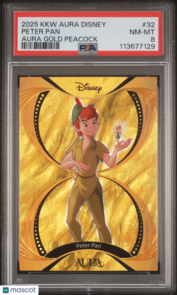 2025 Kakawow Aura Disney Aura Gold Peacock Peter Pan #32 PSA 8