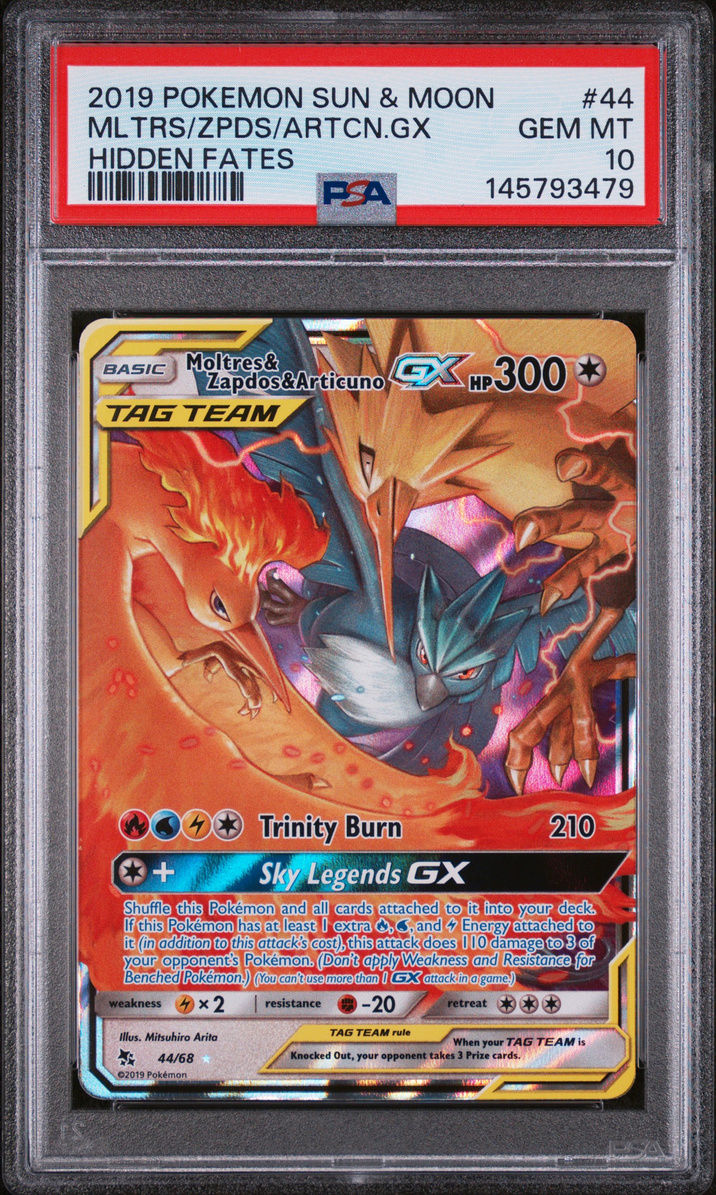2019 Pokemon Sun & Moon Hidden Fates Artcn. GX Mltrs Zpds Hidden Fates PSA 10 #44