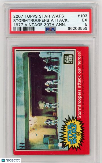 2007 Topps Star Wars 1977 Vintage 30th Anniversary Stamped Card Stormtroopers Attack.. . #103 PSA 5