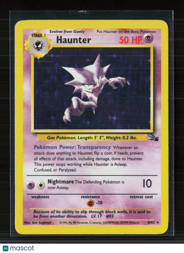 1999 Fossil Haunter Holo Rare #6/62