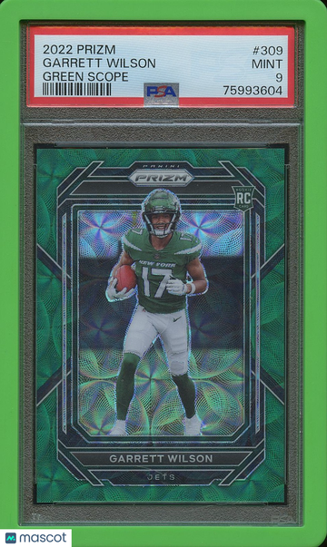 2022 Panini Prizm Garrett Wilson #309 Green Scope Prizm Parallel/Variety Rookie Base Set PSA 9