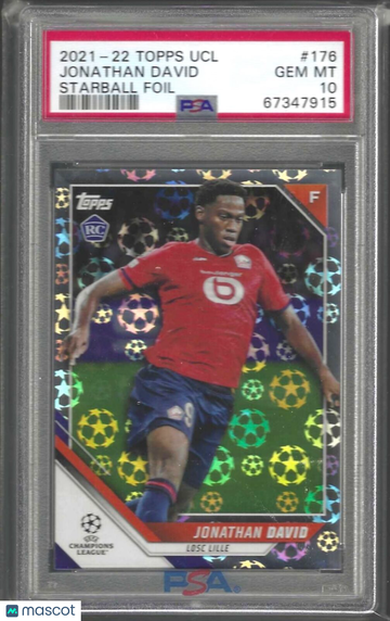2021-2022 Topps UEFA Champions League Jonathan David #176 Starball Foil PSA 10