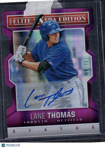 2014 Panini Elite Extra Edition Lane Thomas #28 Signature Status Purple SN AU