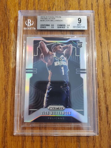 2019-20 Panini Prizm Zion Williamson Silver BGS 9 MINT #248 Pelicans RC Rookie Card
