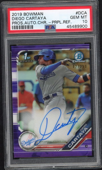 2019 Bowman Chrome Diego Cartaya Purple Auto PSA10