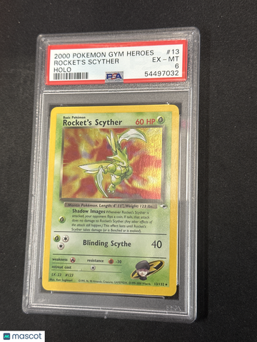 2000 Pokemon Gym Heroes Rocket's Scyther Holo PSA 6 #13