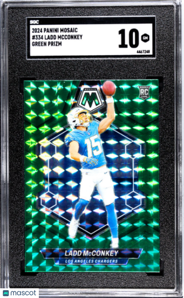 2024 Panini Mosaic Ladd McConkey #334 Mosaic Green SGC 10