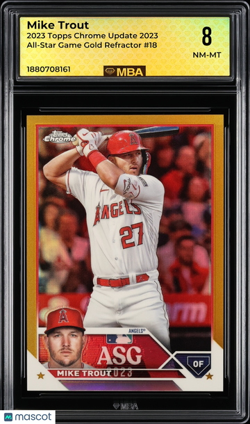 2023 Topps Chrome Update 2023 All-Star Game Mike Trout #18 Gold Refractor MBA 8