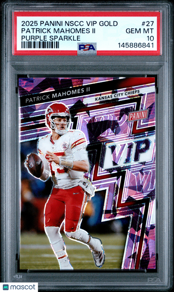 2025 Panini National Sports Collectors Convention Vip Gold Patrick Mahomes II #27 Purple Sparkle PSA 10