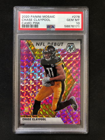 2020 Panini Mosaic - Chase Claypool - Rookie Camo Pink NFL Debut PSA 10 Gem Mint