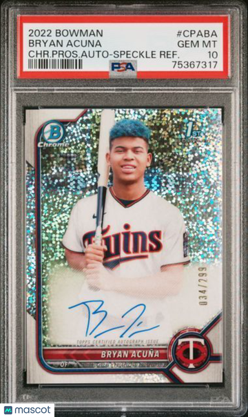 2022 Bowman Chrome Prospect Autographs Bryan Acuna #CPABA CHR. Pros. Auto Speckle Refractor PSA 10