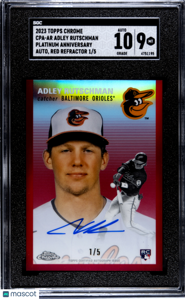 2023 Topps Chrome Platinum Anniversary Adley Rutschman #CPA-AR Autograph Red Refractor SGC 9 Auto 10
