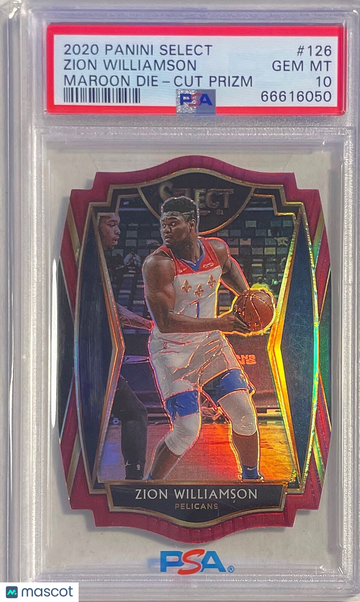 2020 Panini Select Zion Williamson #126 Maroon Die Cut Prizm PSA 10