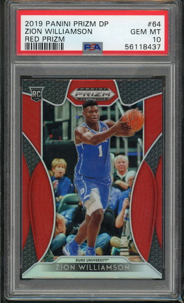 2019 Prizm Draft Picks Red Zion Williamson PSA 10  small crack on back of case 