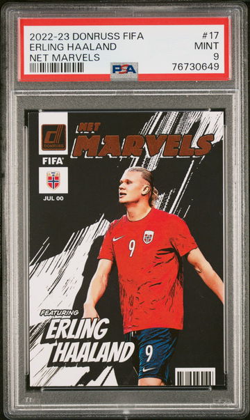 2022 DONRUSS PANINI FIFA NET MARVELS ERLING HAALAND #17 PSA 9