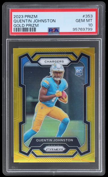 2023 Panini Prizm Quentin Johnston Gold Prizm PSA 10 RC