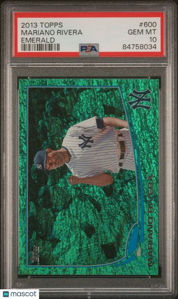 Graded 2013 Topps Mariano Rivera #600 Emerald PSA 10