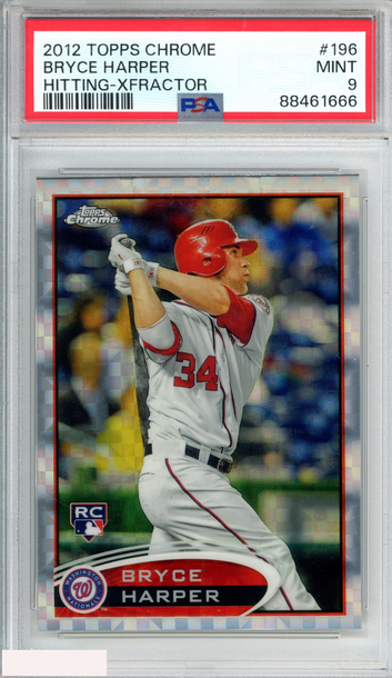 2012 TOPPS CHROME BRYCE HARPER #196 XFRACTOR ROOKIE RC PSA 9 MINT