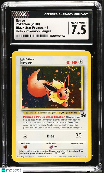 2000 Pokemon Black Star Promos Eevee Pokémon League CGC 7.5 #11